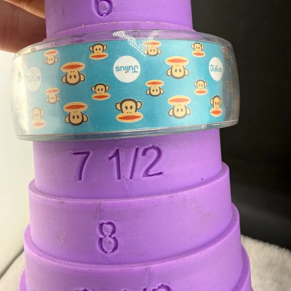 Vintage Paul Frank Bangle Bracelet Blue Julius Monkey Acrylic Set  7.5